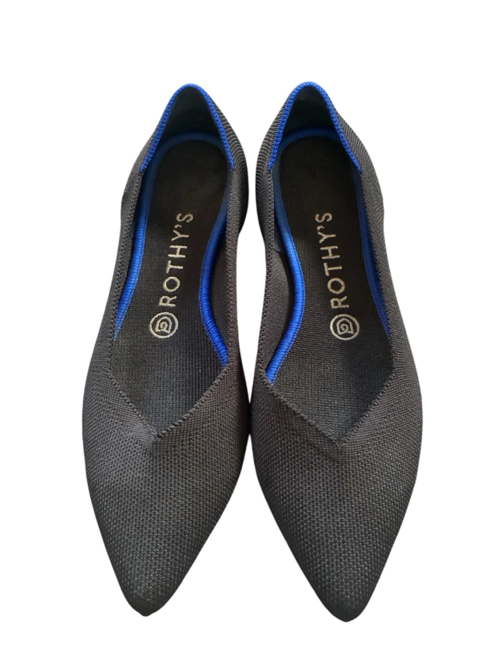 Rothys The Point Black Knit Pointed Toe Flats Womens Slip On Ballet Size 8.5 - Picture 2 of 5